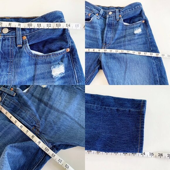 Levi's Premium 501 Distressed Crop High Waisted Button Fly Jeans Women’s Size 26 - Picture 6 of 10
